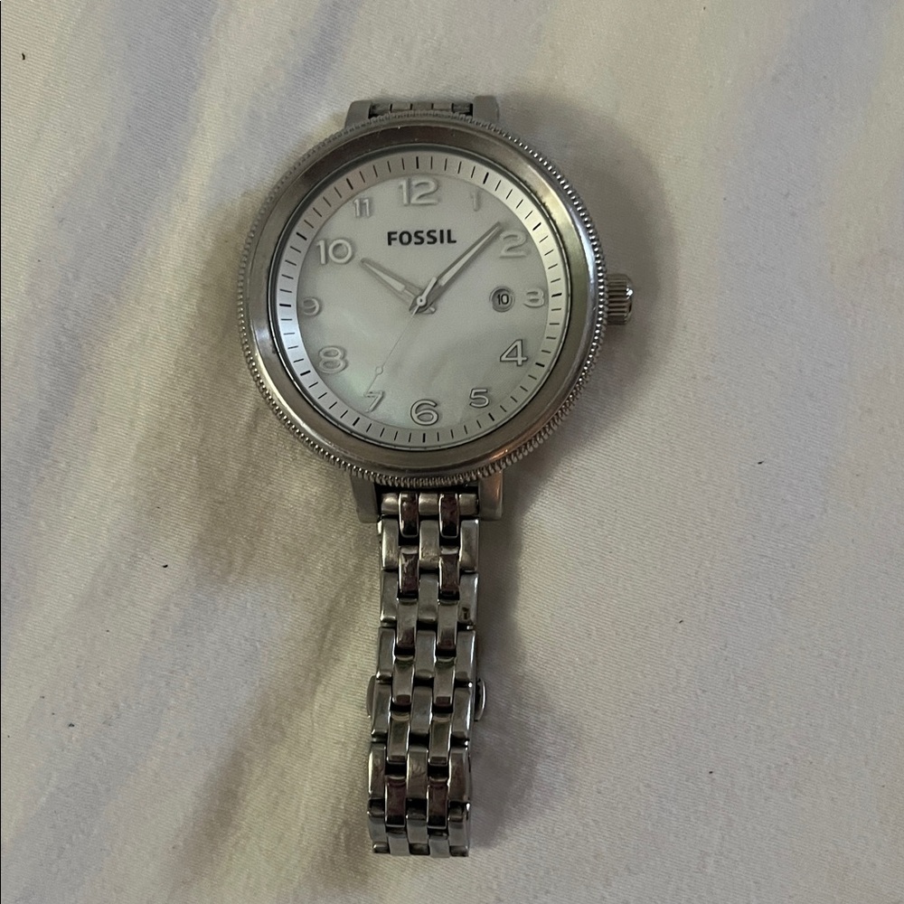 Fossil Stainless Steel Watch with White Dial